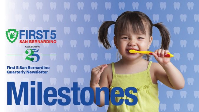 Milestones little girl brushing teeth