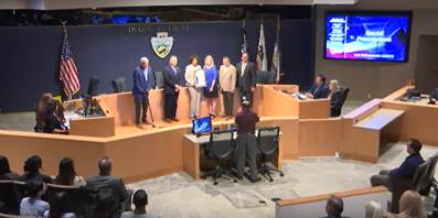 Karen receiving award