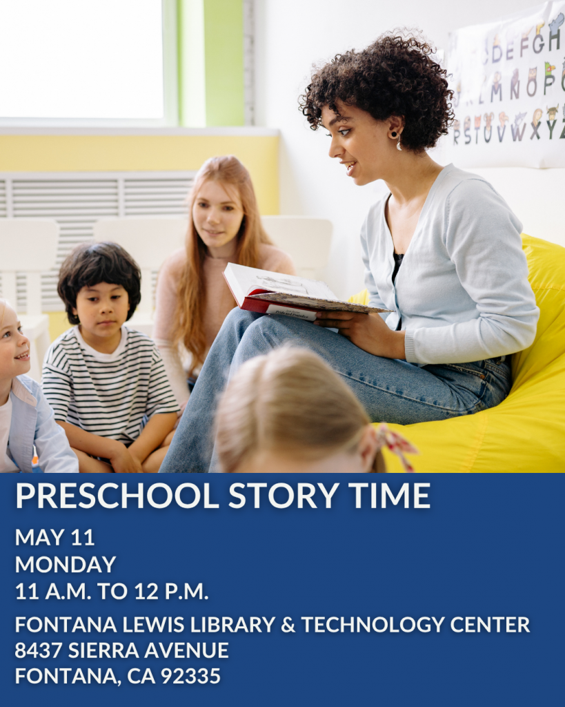 Preschool story time event May 11