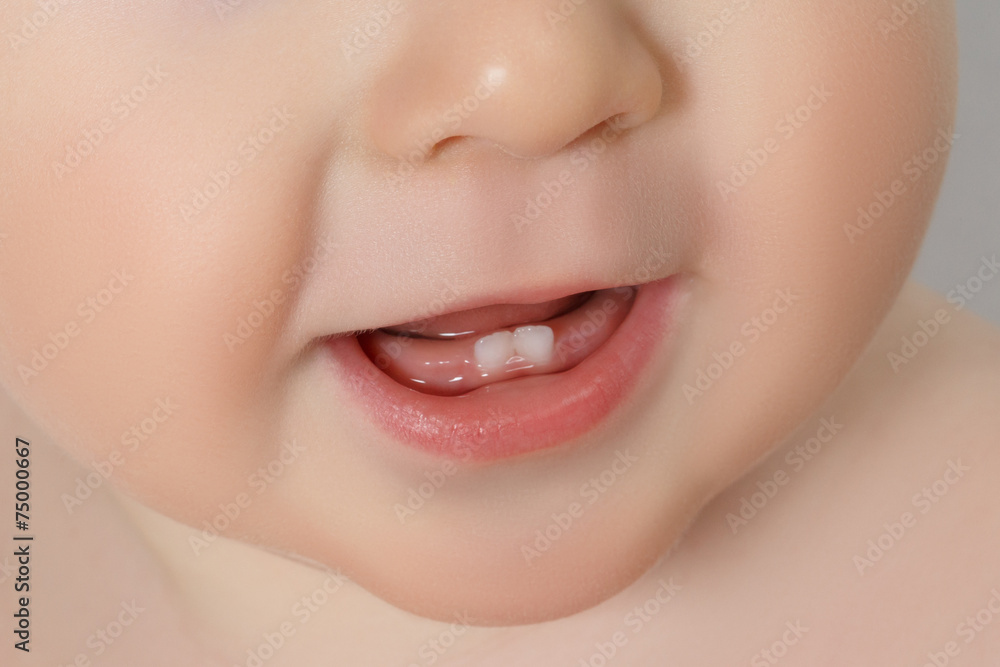 baby mouth with teeth showing